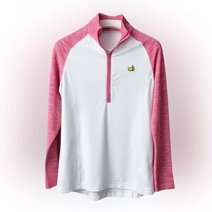 Masters Golf Quarter Zip Pullover Women M Magnolia Lane White Pink Logo